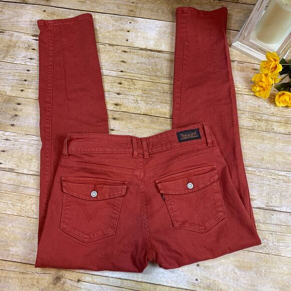 Levi's Mid Rise Skinny Jean Womens Size 8 Double Button Rust - Picture 2 of 6